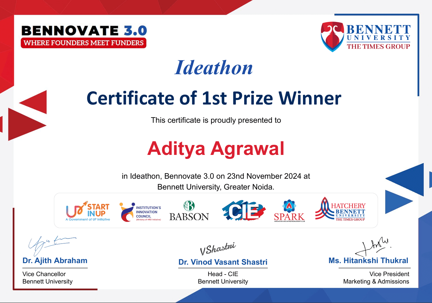 Bennovate Ideathon Winner